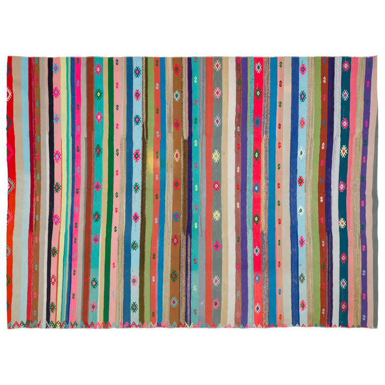 Gracie Oaks Asherville HandKnotted 100 Wool Pink/Green/Blue Rug